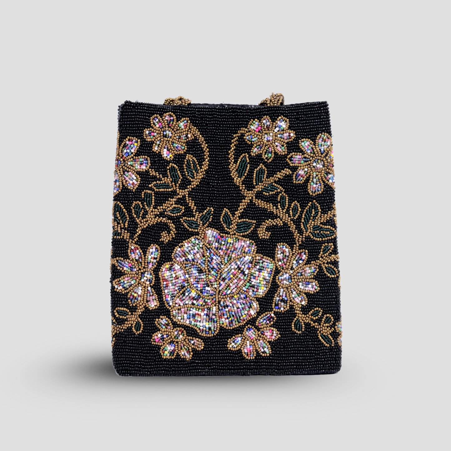 Midnight Bloom Beaded Handbag