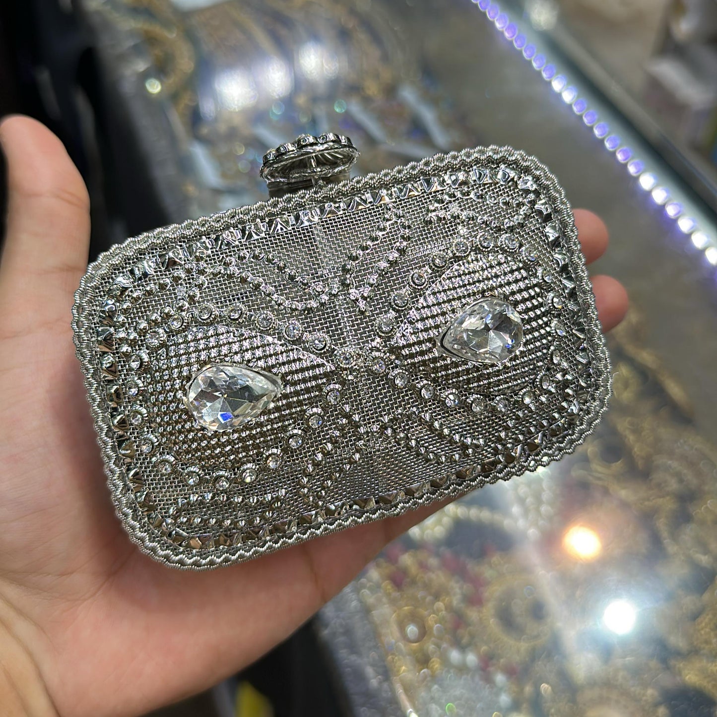 Imperial Crystal Clutch-Gold & Silver