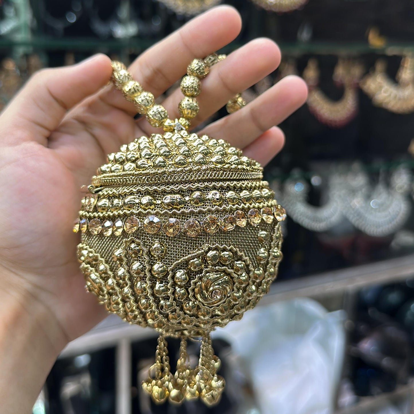 Globe Mini Metal Clutch-Gold & Silver