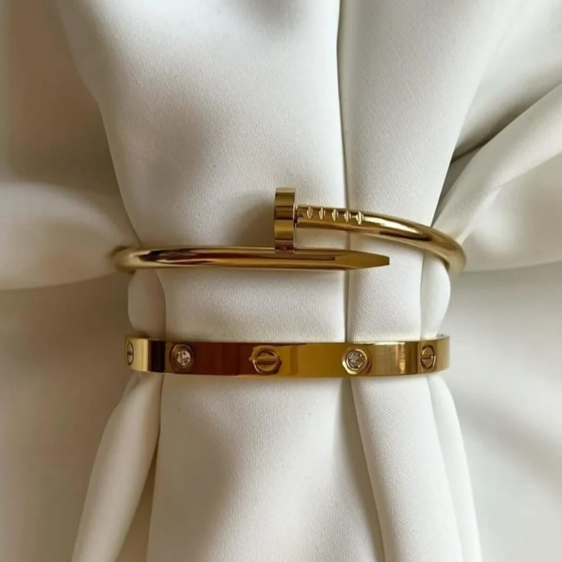 Screw Motif Cuff-Gold