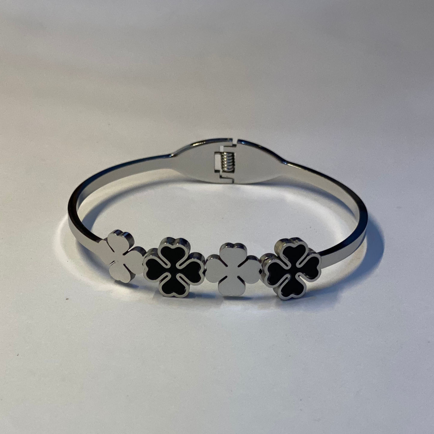 Clover Charm Cuff-Silver