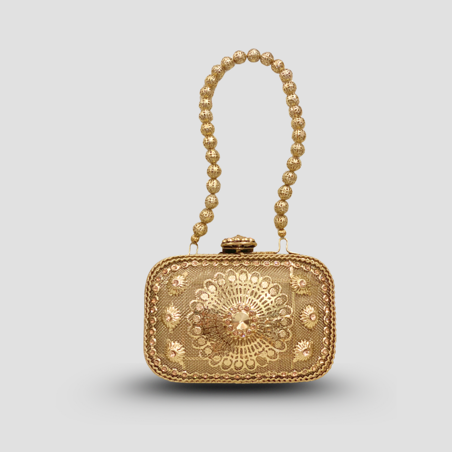 Noor Mini Metal Clutch-Gold