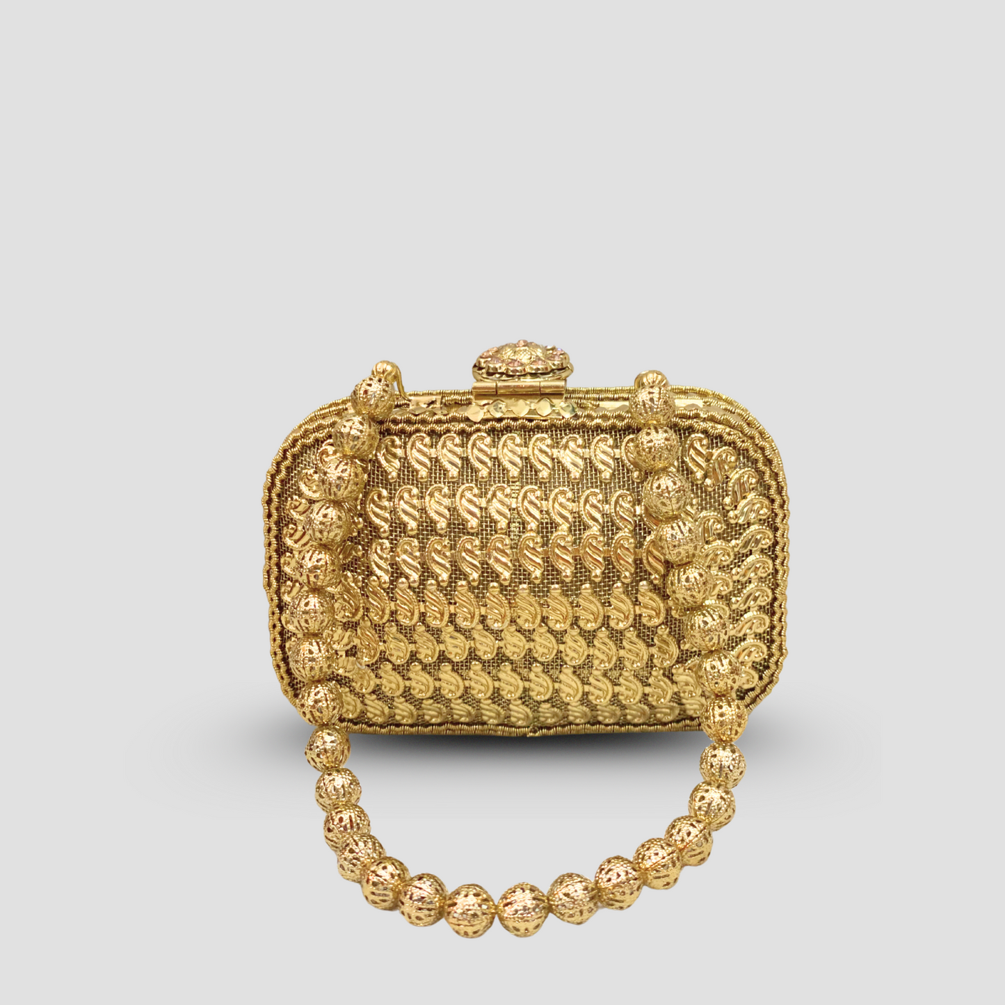 Noor Mini Metal Clutch-Gold