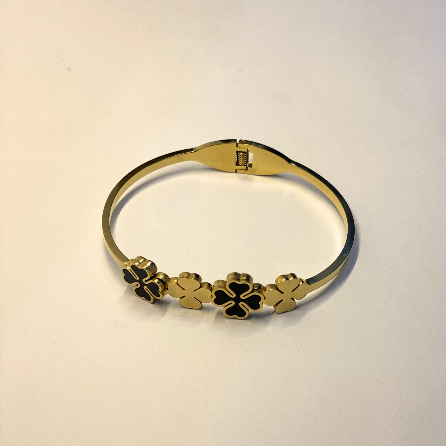 Clover Charm Cuff-Gold