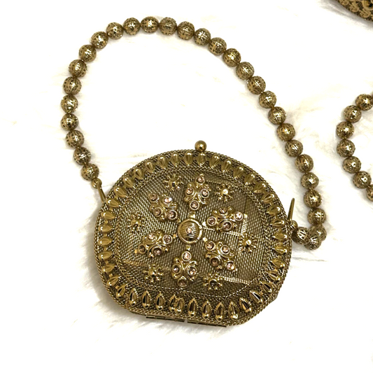 Bloom Embellished Clutch-Gold