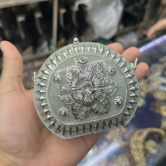 Bloom Embellished Clutch-Gold & Silver