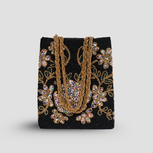 Midnight Bloom Beaded Handbag