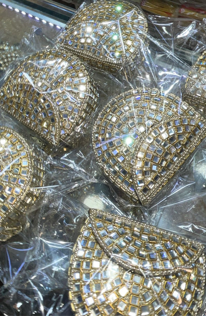 Shimmering Crescent Clutch-Light Gold