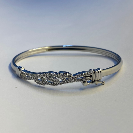 Celestia Leaf Bangle-Silver