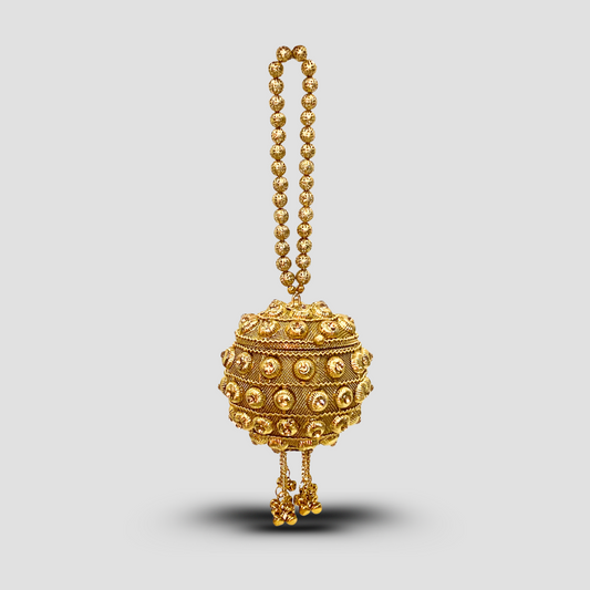 Dome Potli Metal Clutch-Gold