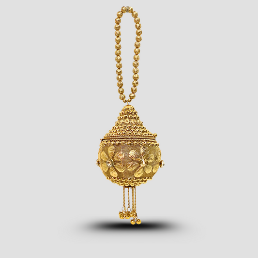 Floral Dome Potli Metal Clutch-Antique Gold