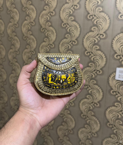 Turkish Mosaic Mini  Clutch- Saddle